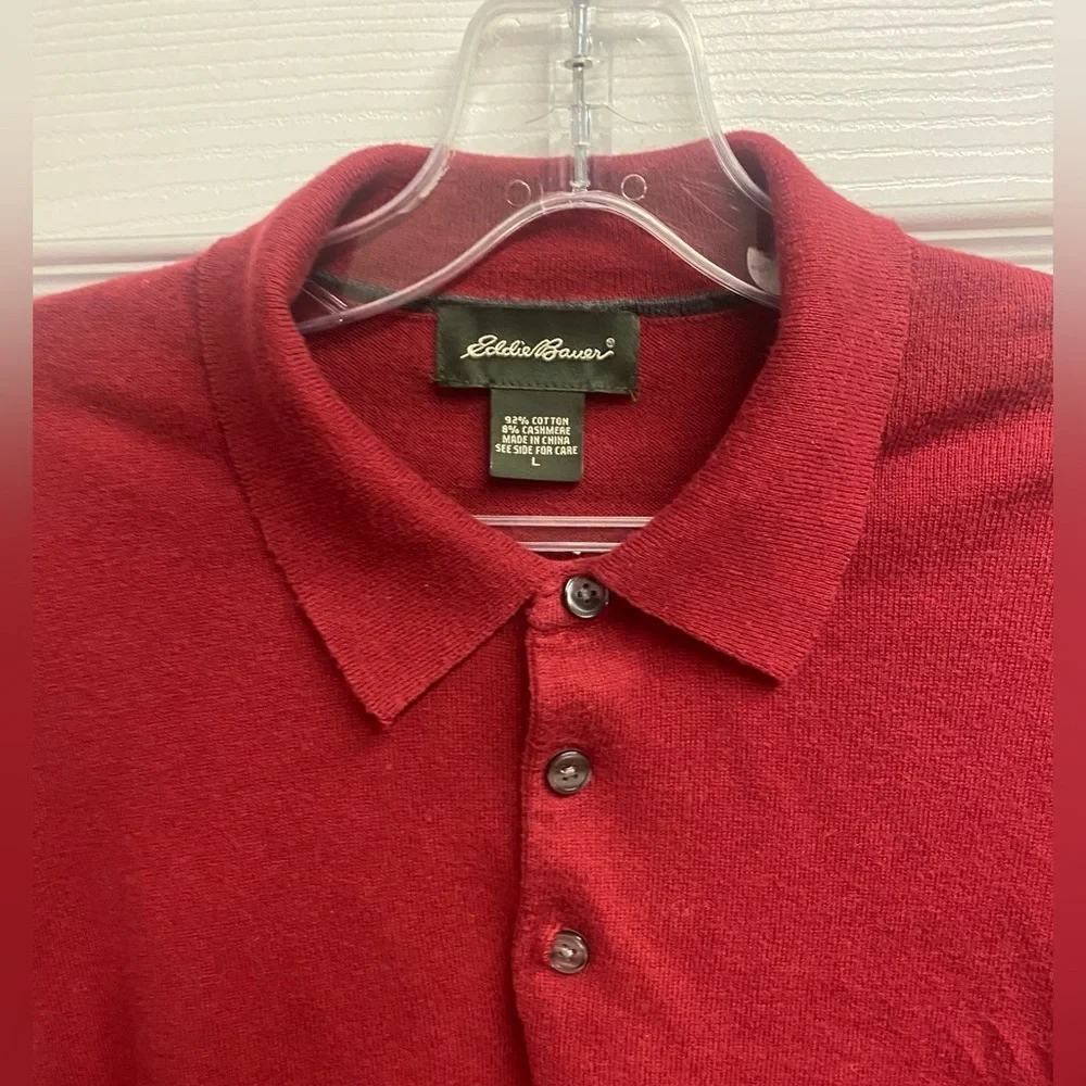 Eddie Bauer Men’s Cashmere/Cotton Blend Pullover Button Sweater Size Large - Picture 3 of 5